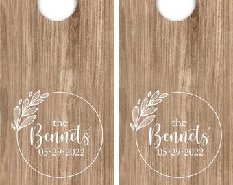 DIY Wedding Decal Set, Last Name Cornhole Decals Set of Two Corn hole Board Game Decals Wedding DIY Decals Wedding Decor Decals Vinyl wed9