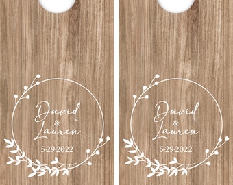 DIY Wedding Decal Set, Last Name Cornhole Decals Set of Two Corn hole Board Game Decals Wedding DIY Decals Wedding Decor Decals Vinyl wed14