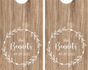 DIY Wedding Decal Set, Last Name Cornhole Decals Set of Two Corn hole Board Game Decals Wedding DIY Decals Wedding Decor Decals Vinyl wed12
