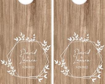 DIY Wedding Decal Set, Last Name Cornhole Decals Set of Two Corn hole Board Game Decals Wedding DIY Decals Wedding Decor Decals Vinyl wed13
