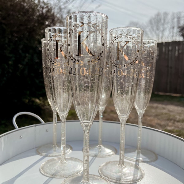 Personalized Champagne Flute Wedding Party Anniversary Gift Party Favors, Glassware Wine Glass New Years Celebration Bachelorette Monogram