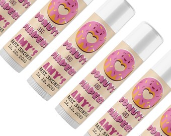 Donuts and Diapers Sprinkle: Sprinkled With Love Lip Balm Party Favors in bulk - Baby Shower, Gender Reveal, Sweets Themed, Thank You Gifts