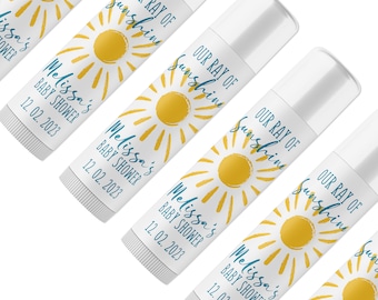 Ray of Sunshine, Baby Shower Favors You are my sunshine, Personalized Tube Lip Balm Baby Shower lip Balm Favors You are my sonshine
