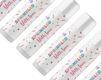 Donuts and Diapers Sprinkle Lip Balm Party Favors - Bulk Orders, Baby Shower, Gender Reveal, Party Supplies, Thank You Gifts