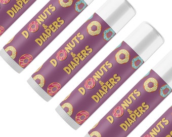 Donuts and Diapers Sprinkle, Sprinkled With Love Lip Balm Party favors in bulk - Baby Shower, Gender Reveal, Party Favors, Sweet Treats