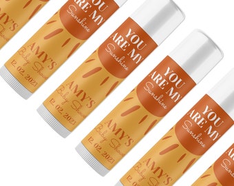 Baby Shower Favors You are my sunshine Personalized Tube Lip Balm Baby Shower lip Balm Favors You are my sonshine