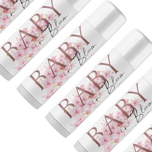 Personalized Baby Shower Favors, Baby in Bloom Theme , Gender Reveal Lip Balm Favors Chapstick, Wildflower Baby Shower