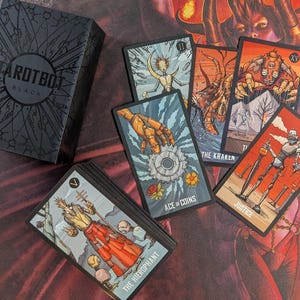 TarotBot - Black Edition. A Robot Themed Tarot Deck with 16 bonus cards