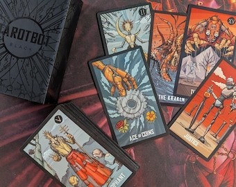 TarotBot - Black Edition. A Robot Themed Tarot Deck with 16 bonus cards