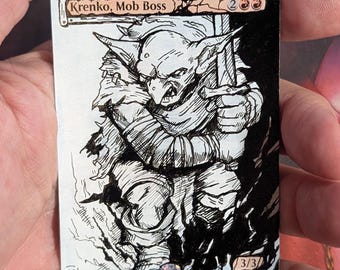 Krenko, Mob Boss – Hand-Drawn Alter – MTG Custom Artwork – Magic the Gathering, cedh, edh, commander