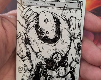 Solemn Simulacrum – Hand-Painted Alter – MTG Custom Artwork – Magic the Gathering, cedh, edh, commander