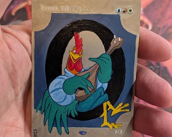 Hand-Painted Zinnia, Valley's Voice MTG Card Alter, Magic the Gathering Custom Artwork