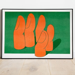 A3 Risograph Print &quot;Drowning&quot; | Orange and Green