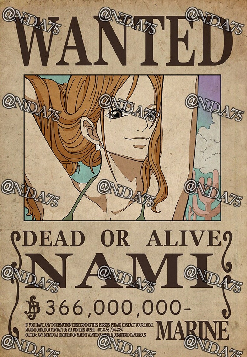 One Piece NAMI Wanted Poster Etsy Australia