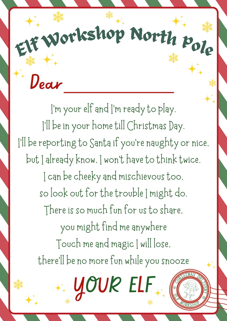 Printable Elf on the Shelf Letter Letter Naughty Elf Letter Printable Elf on the Shelf Letter Letter Naughty Elf Letter