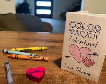 Printable Kids Valentine Coloring 8 Page Zine // Digital Download // Fun DIY Valentine’s Day Cards