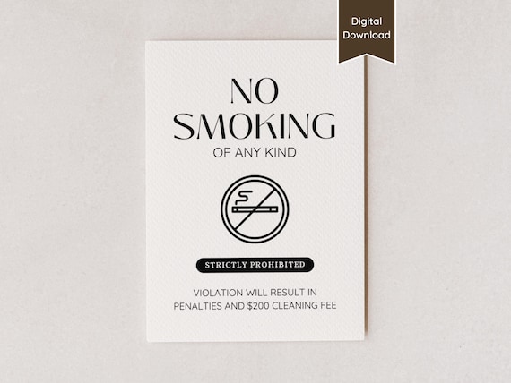 No Smoking Allowed; Vaping, E-cigarettes Prohibited Sign; Smoke-free Sign  for Airbnb; Do Not Smoke Poster; Printable PDF & Canva Template - Etsy