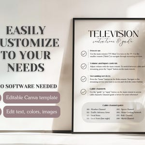 Pacote com mais de 100 placas para Airbnb: Boas-vindas, Comodidades, Regras, Instruções e muito mais; Modelos editáveis do Canva; Formatos Carta (EUA), A4 e 5x7; Download para impressão imagem 5