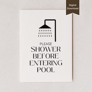 プールに入る前にシャワーを浴びてください：Airbnbビーチハウスの装飾、デジタルダウンロード、複数のサイズ