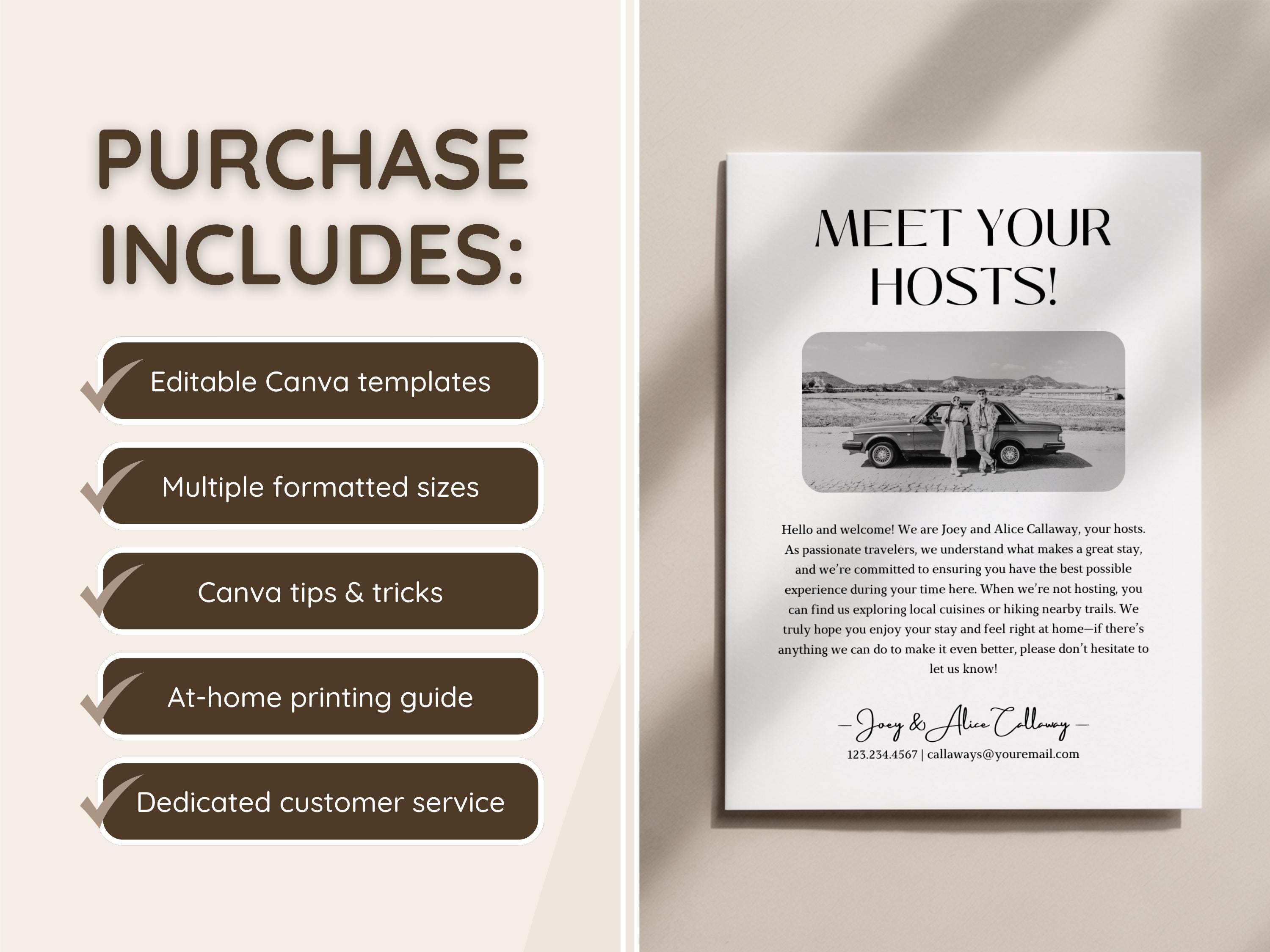 Airbnb Introduction Message Example Meet Your Hosts Sign for Airbnb Short Term Rental; Welcome ...