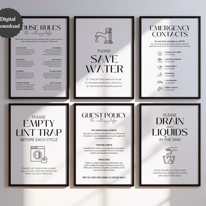 Pacote com mais de 100 placas para Airbnb: Boas-vindas, Comodidades, Regras, Instruções e muito mais; Modelos editáveis do Canva; Formatos Carta (EUA), A4 e 5x7; Download para impressão imagem 10