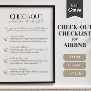 Letrero con instrucciones de pago para Airbnb, VRBO y alquileres a corto plazo; información previa a la salida; tamaño A4, carta, 5x7; PDF imprimible y editable.
