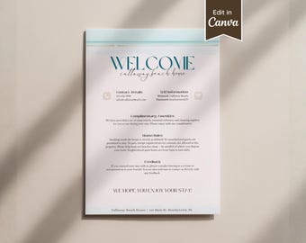 Beach AirBnB Welcome Sign, House Rules, Wifi; Customizable and Printable; Ocean Seaside Cabana or Pool House; Short Term Rental Info Sheet