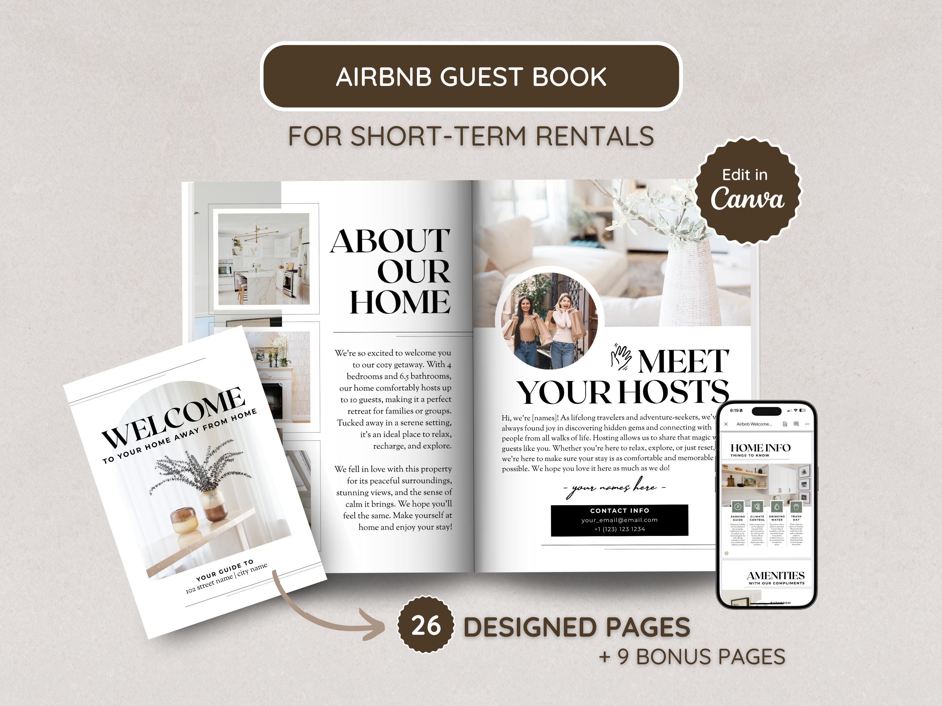 Airbnb Welcome Book Template; Professional Information Booklet/binder ...