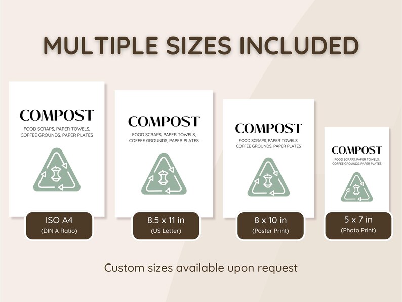 Compost Sort Sign Printable Garbage, Compost, Recycling Info Signs; Trash Sorting Signs ...