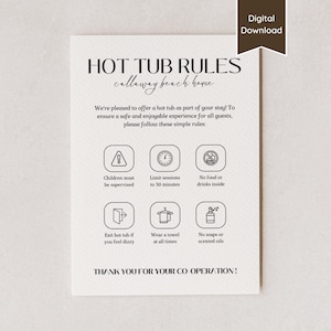 Hot Tub Rules & Safety Sign for Airbnb or Short-term Rental, A4, US ...
