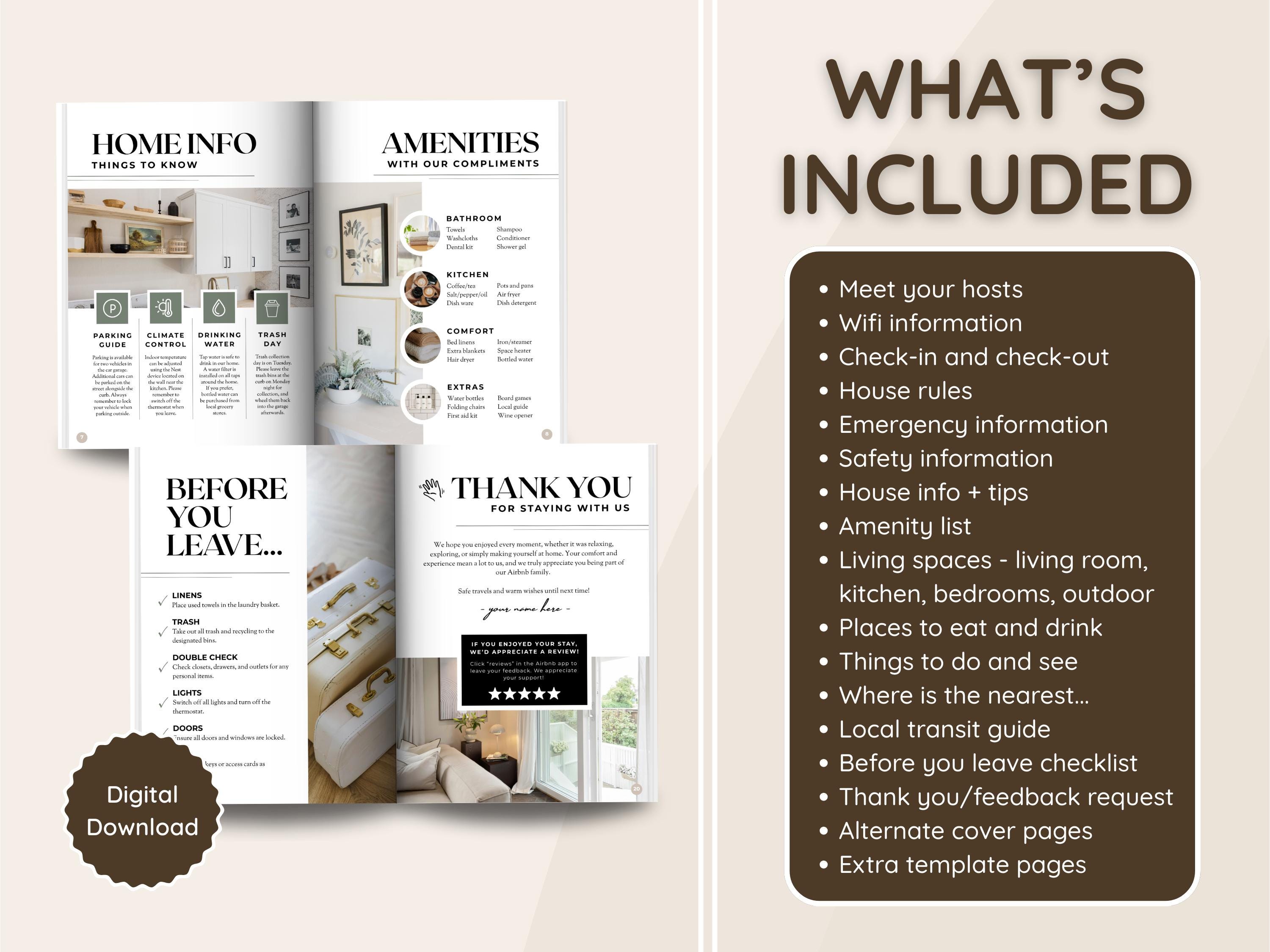 Airbnb Welcome Book Template; Professional Information Booklet/binder ...