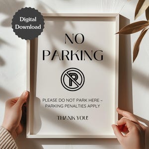 Señal de prohibido estacionar para pequeñas empresas, Airbnb, alquiler; No estacione en este lugar; Carta de EE. UU., A4,5x7; Señal imprimible y plantilla editable de Canva