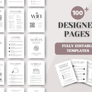 Pacote com mais de 100 placas para Airbnb: Boas-vindas, Comodidades, Regras, Instruções e muito mais; Modelos editáveis do Canva; Formatos Carta (EUA), A4 e 5x7; Download para impressão imagem 2