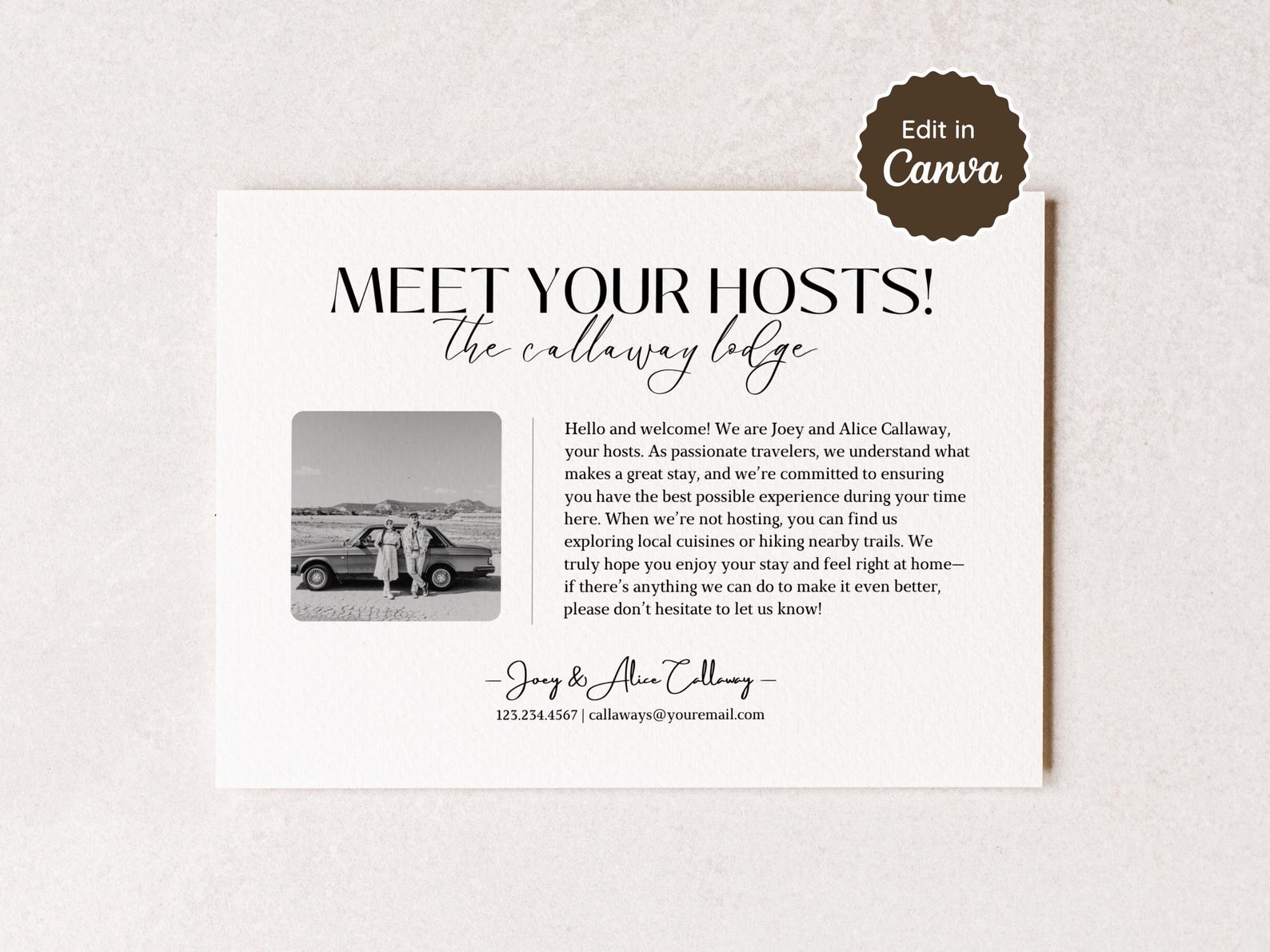 Airbnb Introduction Message Example Meet Your Host Card for Airbnb Rental; Welcome and Introduction Sign ...