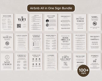 100+ Airbnb Sign Bundle; Welcome, Amenities, Rules, Instructions and More; Editable Canva Templates; US Letter, A4, 5x7; Printable Download