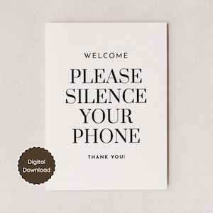 Please Silence Your Phone Privacy Sign; Printable Office Notice for Spa Salon Therapy Lash Tech Small Business; 4 Sizes Included