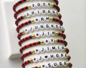 Kpop Inspired Friendship Bracelet Set - Purple Galaxy Fan Gift - Colorful Beaded Letter Bracelets - Concert Outfit Accessories - Set of 10