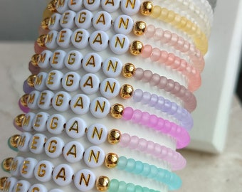 Soft Transparent Sand Bead bracelet | Personalized Custom Beaded Name Bracelets | Friendship bracelets | Special gift for Mother's Day