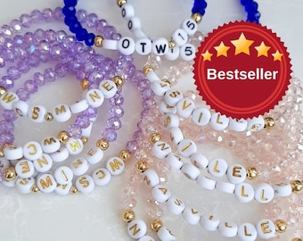 beaded friendship bracelet , personalized bracelet , custom bracelet , name bracelet , initial bracelet , special crystal colored bracelet