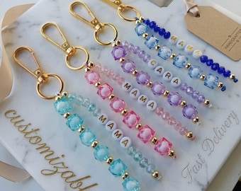 Personalized Keychain with Name, Gold Keychain, Silver Keychain, Keychain with Custom Name, Handbag Charm, For Women, Gift for Mom