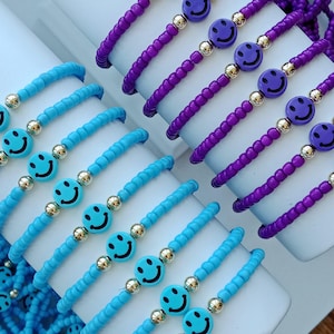 Kids Bracelet / Bracelet with Smiley / Smiley Face Bracelet / Friendship Bracelet / Smiley Bead Bracelet / Happy Face / Smile Bracelet
