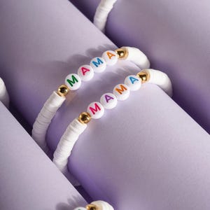 Personalized Beaded Name Bracelet For Women, Mama Bracelet, Kids Name Bracelet, New Mom Gift