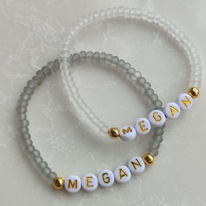 Soft Transparent Sand Bead Bracelet Personalized Custom Beaded Name ...