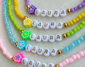 Personalized Beaded Name Necklace and Bracelet Set for Children