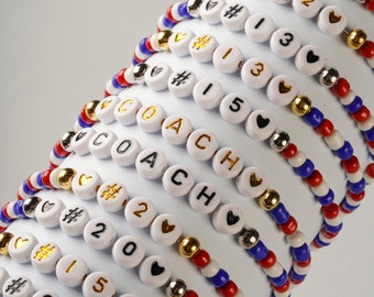 Sports Team Bracelet/Team Colors/Beaded Bracelet/School Team Bracelet/Fan Bracelet / Custom Team Bracelet/Sports Team Bulk order/Cheer gifts