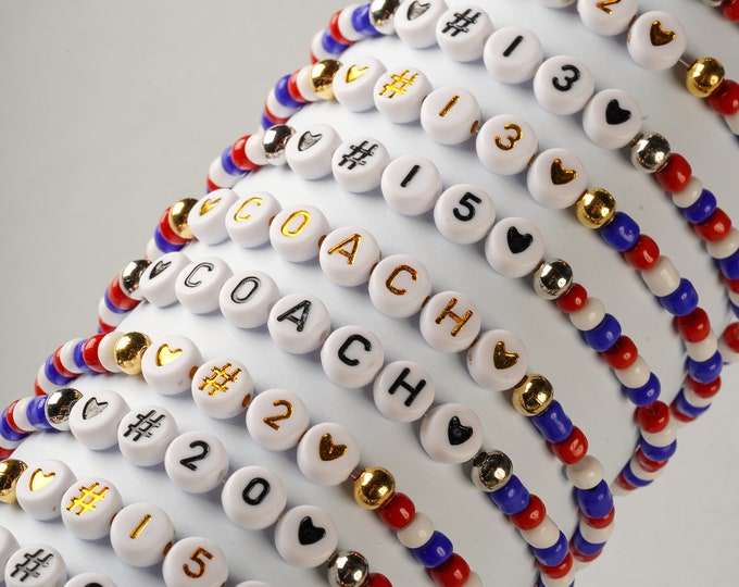 Team Colors Beaded Bracelet, Custom Sports Fan Jewelry