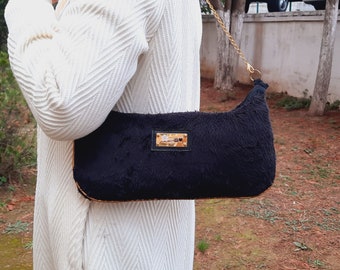 Handmade unique elegant shouler bag, black color bag, gift for her