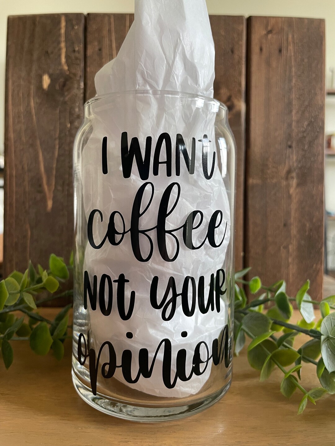 Coffee Not Opinions Glass Can Glass Cups Iced Coffee Cup Drinkware