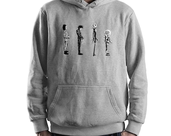 Tim Burton Characters Hoodie and Sweatshirt / Edward Scissorhands and Jack Skellington / Unisex Sizes (mw-384)