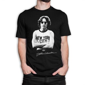 John Lennon New York City T-Shirt - Official Black B&W Logo Tee, Men's Size M, 100% Cotton - View #5